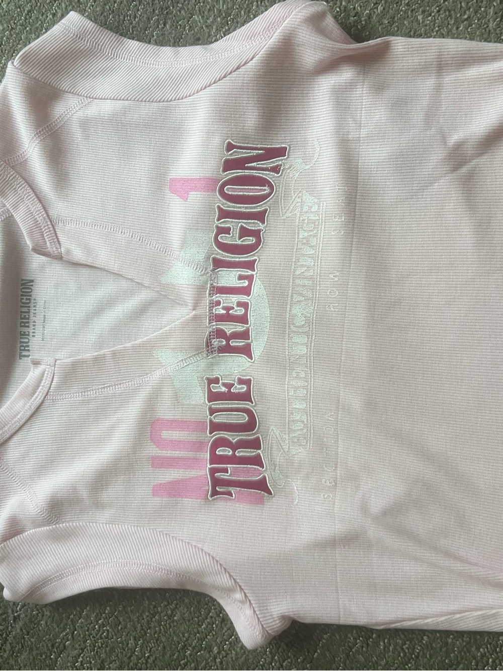 True Religion Pink Logo Graphic Tank Top